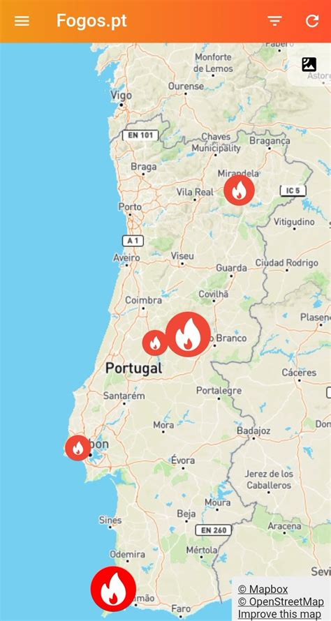mapa de incendios activos em portugal